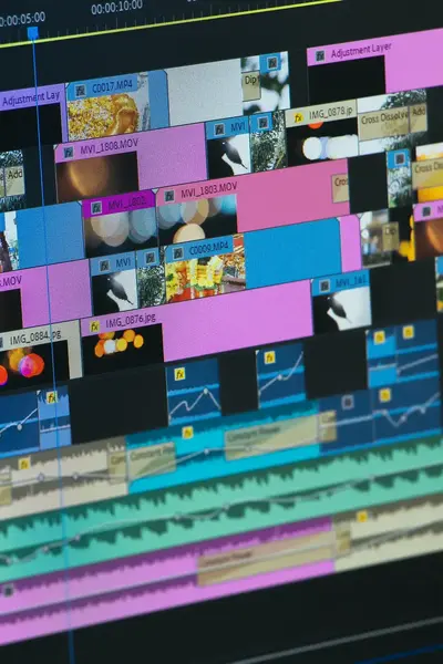 Computerbeeldscherm met een videobewerkingsprogramma.