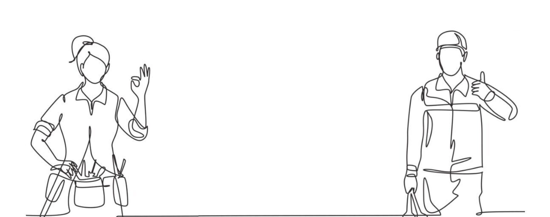 Illustratie van timmervrouw en -man